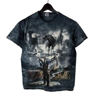 Vintage Y2K The Mountain Native Horses Animal Nature Heritage Shirt Size S
